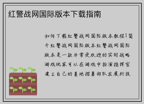 红警战网国际版本下载指南